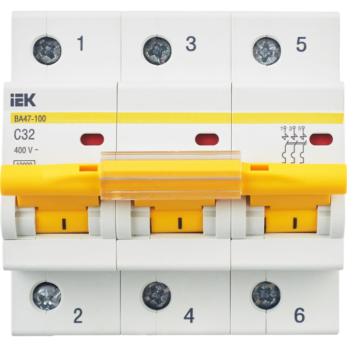 Автоматический выключатель IEK ВА47-100 3Р 32А 10кА С - MVA40-3-032-C