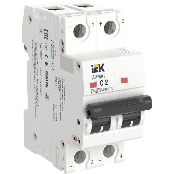 Автоматический выключатель IEK ARMAT m06n-dc 2p, c, 2а AR-M06N-2-C002DC Автоматический выключатель IEK ARMAT m06n-dc 2p, c, 2а AR-M06N-2-C002DC