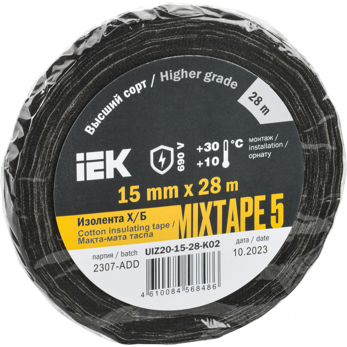 Изолента Х/Б IEK MIXTAPE 5 15мм 28м UIZ20-15-28-K02 Изолента Х/Б IEK MIXTAPE 5 15мм 28м UIZ20-15-28-K02