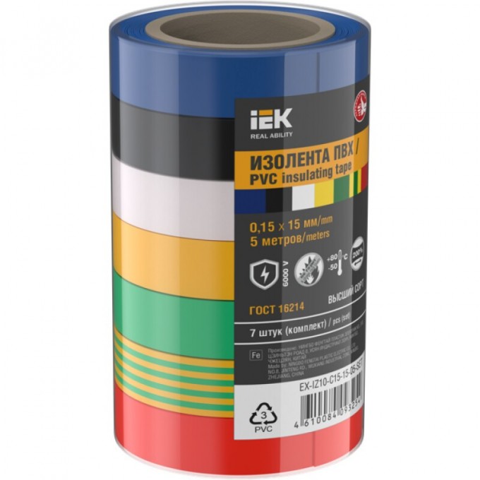 Изолента IEK 0,15х15мм 5м - , 7шт/комп. EX-IZ10-C15-15-05-SET Изолента IEK 0,15х15мм 5м - , 7шт/комп. EX-IZ10-C15-15-05-SET