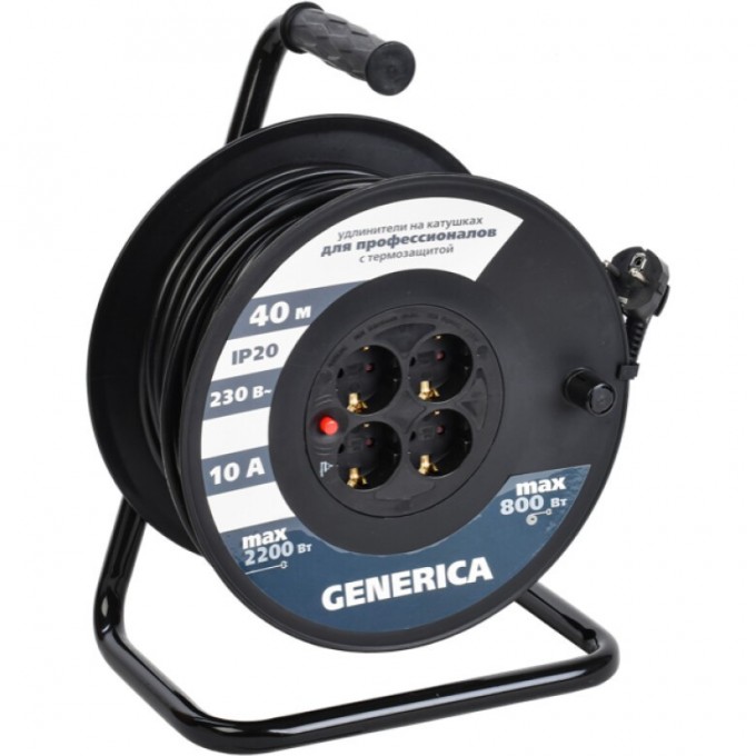 Катушка IEK УК40 с термозащитой 4 места 2P+PE/40м 3х1,0мм2 GENERICA - WKP10-10-04-40-G Катушка IEK УК40 с термозащитой 4 места 2P+PE/40м 3х1,0мм2 GENERICA - WKP10-10-04-40-G