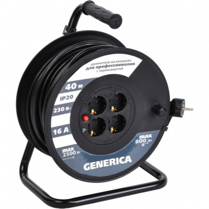 Катушка IEK УК40 с термозащитой 4 места 2P+PE/40м 3х1,5мм2 GENERICA - WKP20-16-04-40-G Катушка IEK УК40 с термозащитой 4 места 2P+PE/40м 3х1,5мм2 GENERICA - WKP20-16-04-40-G