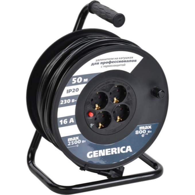 Катушка IEK УК50 с термозащитой 4 места 2P+PE/50м 3х1,5мм2 GENERICA - WKP20-16-04-50-G Катушка IEK УК50 с термозащитой 4 места 2P+PE/50м 3х1,5мм2 GENERICA - WKP20-16-04-50-G