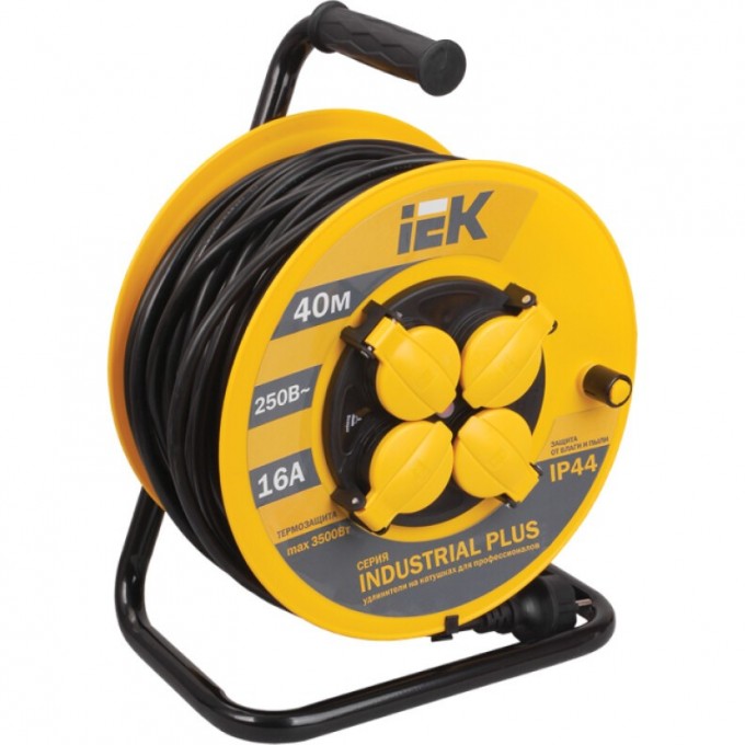 Катушка УК40 с термозащитой 4 места 2P+PE/40м 3х1,5мм2 IP44 IEK INDUSTRIAL PLUS - WKP15-16-04-40-44 Катушка УК40 с термозащитой 4 места 2P+PE/40м 3х1,5мм2 IP44 IEK INDUSTRIAL PLUS - WKP15-16-04-40-44