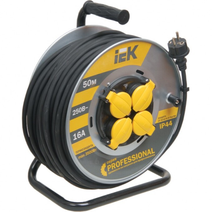 Катушка УК50 на мет. с термозащитой 4 места 2P+PE/50м КГ 3х1,5мм2 IP44 IEK PROFESSIONAL - WKP16-16-04-50-44 Катушка УК50 на мет. с термозащитой 4 места 2P+PE/50м КГ 3х1,5мм2 IP44 IEK PROFESSIONAL - WKP16-16-04-50-44