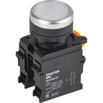 Кнопка с фиксацией IEK MASTER MI-BT60-11T-3-21-K01 d=22мм 1NO+1NC белая Кнопка с фиксацией IEK MASTER MI-BT60-11T-3-21-K01 d=22мм 1NO+1NC белая