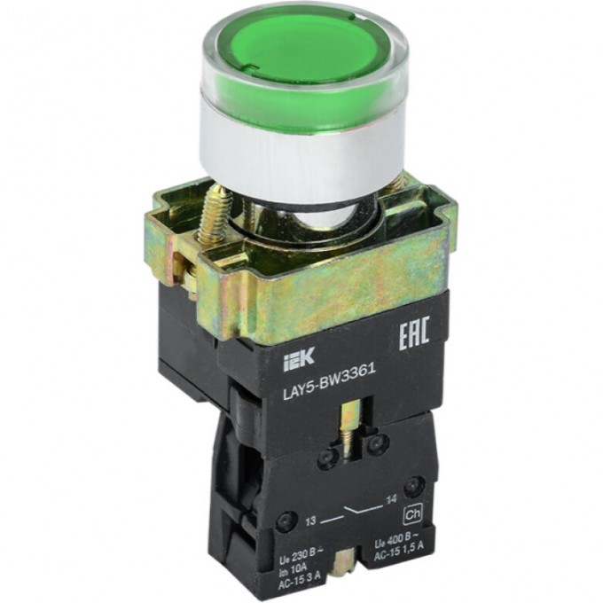 Кнопка управления IEK LAY5-BW3361 с подсветкой зеленый 1з - BBT50-BW-K06 Кнопка управления IEK LAY5-BW3361 с подсветкой зеленый 1з - BBT50-BW-K06