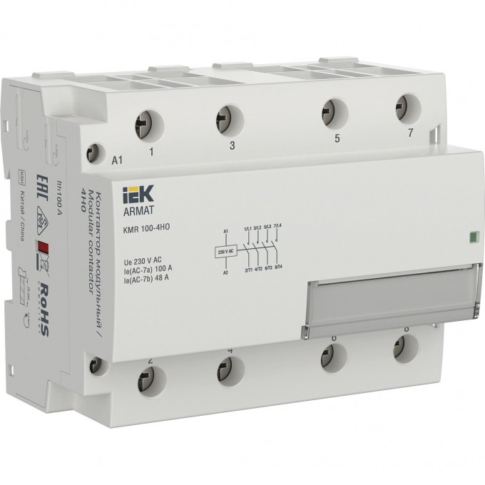 Контактор модульный IEK ARMAT KMR 100А 230В AC 4НО AR-KMR10-100-40-230 Контактор модульный IEK ARMAT KMR 100А 230В AC 4НО AR-KMR10-100-40-230