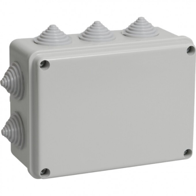 Коробка распаячная IEK КМ41241 для открытой проводки 150х110х70мм IP44 (RAL 7035, 10 гермовводов) - UKO10-150-110-070-K41-44 Коробка распаячная IEK КМ41241 для открытой проводки 150х110х70мм IP44 (RAL 7035, 10 гермовводов) - UKO10-150-110-070-K41-44