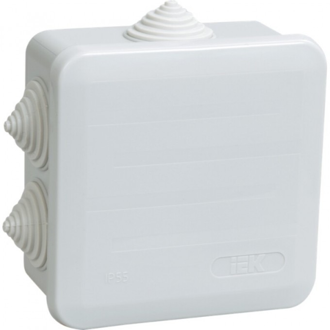 Коробка распаячная IEK КМ41255 для открытой проводки 100х100х50мм IP44 (RAL 7035, 6 гермовводов, защелкивающаяся крышка) - UKOZ11-100-100-050-K41-44 Коробка распаячная IEK КМ41255 для открытой проводки 100х100х50мм IP44 (RAL 7035, 6 гермовводов, защелкивающаяся крышка) - UKOZ11-100-100-050-K41-44