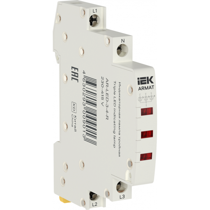 Лампа индикаторная тройная IEK ARMAT LED 230-415В AC красный AR-LED-3-4-R