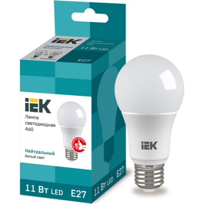 Лампа светодиодная IEK A60 шар 11Вт 230В 4000К E27 - LLE-A60-11-230-40-E27 Лампа светодиодная IEK A60 шар 11Вт 230В 4000К E27 - LLE-A60-11-230-40-E27