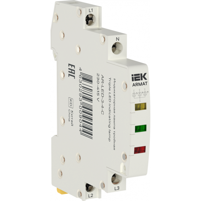 Лампа светодиодная IEK ARMAT LED 230-415В AC 1 ж/з/кр инд. тройная AR-LED-3-4-C