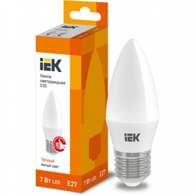 Лампа светодиодная IEK C35 свеча 7Вт 230В 3000К E27 - LLE-C35-7-230-30-E27 Лампа светодиодная IEK C35 свеча 7Вт 230В 3000К E27 - LLE-C35-7-230-30-E27