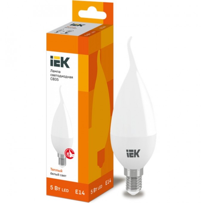 Лампа светодиодная IEK CB35 свеча на ветру 5Вт 230В 3000К E14 - LLE-CB35-5-230-30-E14 Лампа светодиодная IEK CB35 свеча на ветру 5Вт 230В 3000К E14 - LLE-CB35-5-230-30-E14