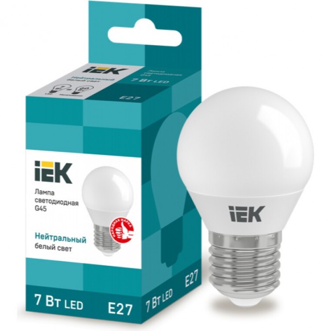Лампа светодиодная IEK G45 шар 7Вт 230В 4000К E27 - LLE-G45-7-230-40-E27 Лампа светодиодная IEK G45 шар 7Вт 230В 4000К E27 - LLE-G45-7-230-40-E27