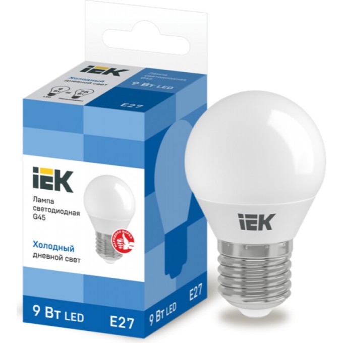 Лампа светодиодная IEK G45 шар 9Вт 230В 6500К E27 - LLE-G45-9-230-65-E27 Лампа светодиодная IEK G45 шар 9Вт 230В 6500К E27 - LLE-G45-9-230-65-E27