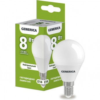 Лампа светодиодная IEK GENERICA G45 шар 8Вт 230В 4000К E14
