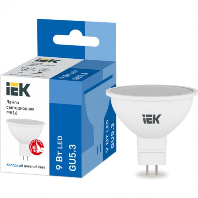 Лампа светодиодная IEK MR16 софит 9Вт 230В 6500К GU5.3 - LLE-MR16-9-230-65-GU5 Лампа светодиодная IEK MR16 софит 9Вт 230В 6500К GU5.3 - LLE-MR16-9-230-65-GU5