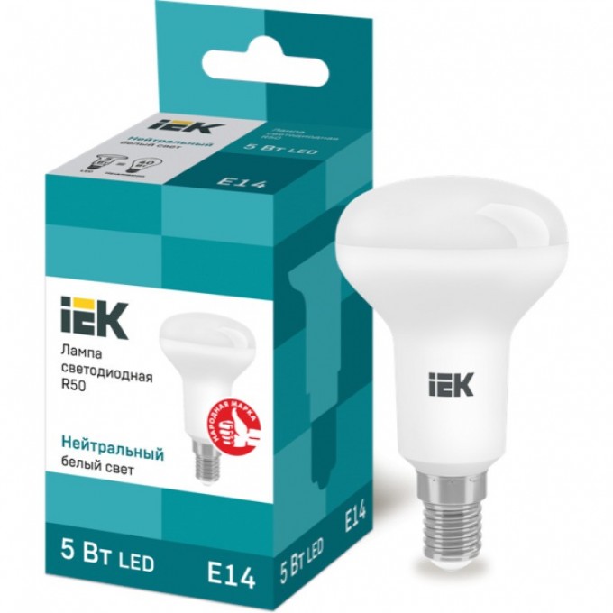 Лампа светодиодная IEK R50 рефлектор 5Вт 230В 4000К E14 - LLE-R50-5-230-40-E14 Лампа светодиодная IEK R50 рефлектор 5Вт 230В 4000К E14 - LLE-R50-5-230-40-E14