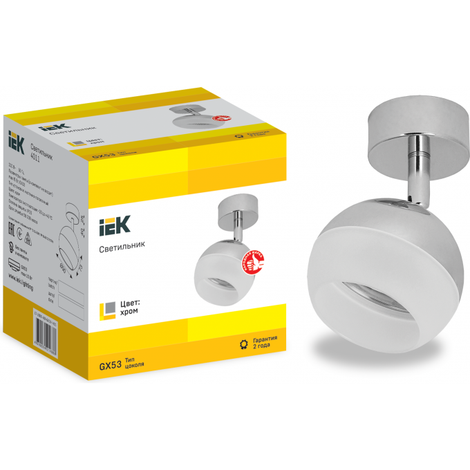 Настено-потолочный накладной светильник IEK Lighting 4011 под лампу gx53 хром LT-USB0-4011-GX53-1-K23 Настено-потолочный накладной светильник IEK Lighting 4011 под лампу gx53 хром LT-USB0-4011-GX53-1-K23