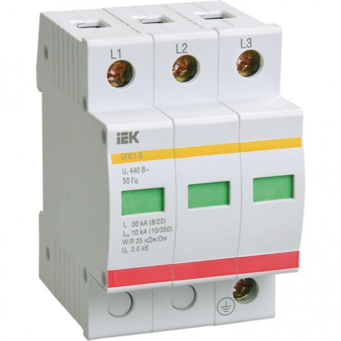 Ограничитель импульсных перенапряжений IEK ОПС1-C 3P 20/40кА 400B - MOP20-3-C Ограничитель импульсных перенапряжений IEK ОПС1-C 3P 20/40кА 400B - MOP20-3-C