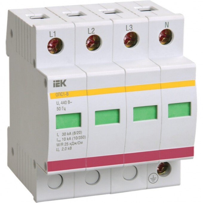 Ограничитель импульсных перенапряжений IEK ОПС1-C 4P 20/40кА 400B - MOP20-4-C Ограничитель импульсных перенапряжений IEK ОПС1-C 4P 20/40кА 400B - MOP20-4-C
