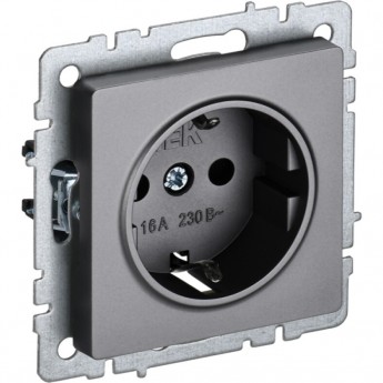 Розетка 1-местная с заземлением с защитными шторками 16А IEK BRITE РС14-1-0-БрС сталь - BR-R14-16-K46 Розетка 1-местная с заземлением с защитными шторками 16А IEK BRITE РС14-1-0-БрС сталь - BR-R14-16-K46