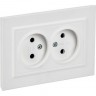 Розетка 2-местная IEK СП BRITE РС12-2-БрАБ 10А в сборе без заземл. без защ. шторок арктич. белая BR-R20-10-K91-F