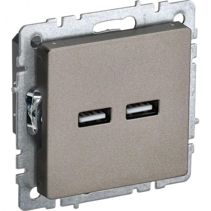 Розетка BRITE IEK USB A+A 3.1А РЮ10-1-БрШ шампань BR-U21-D31-K37 Розетка BRITE IEK USB A+A 3.1А РЮ10-1-БрШ шампань BR-U21-D31-K37