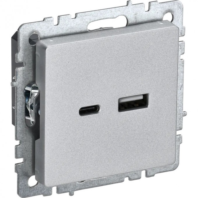 Розетка BRITE IEK USB A+C 18Вт РЮ11-1-БрА алюм. BR-U22-018-K47 Розетка BRITE IEK USB A+C 18Вт РЮ11-1-БрА алюм. BR-U22-018-K47