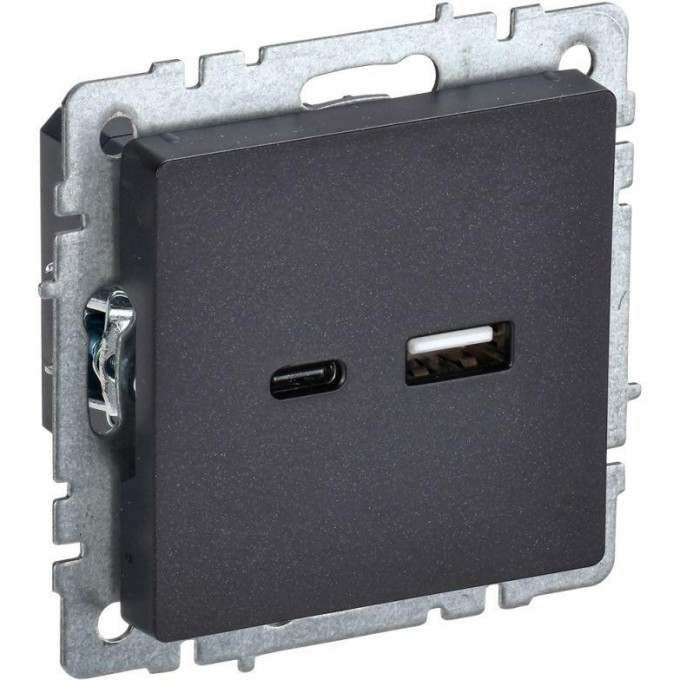 Розетка BRITE IEK USB A+C 18Вт РЮ11-1-БрЧ черн. BR-U22-018-K02 Розетка BRITE IEK USB A+C 18Вт РЮ11-1-БрЧ черн. BR-U22-018-K02