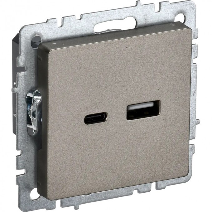 Розетка BRITE IEK USB A+C 18Вт РЮ11-1-БрШ шампань BR-U22-018-K37 Розетка BRITE IEK USB A+C 18Вт РЮ11-1-БрШ шампань BR-U22-018-K37