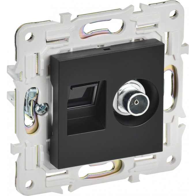 Розетка двойная IEK SKANDY SK-A14Bl TV+RJ45 кат.5E черный SK-AK20-1-K02 Розетка двойная IEK SKANDY SK-A14Bl TV+RJ45 кат.5E черный SK-AK20-1-K02