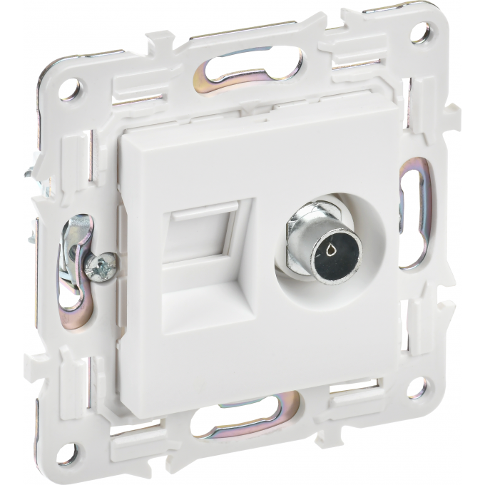 Розетка двойная TV+RJ45 кат.6E IEK SKANDY SK-A15W арктический белый SK-AK20-2-K01 Розетка двойная TV+RJ45 кат.6E IEK SKANDY SK-A15W арктический белый SK-AK20-2-K01