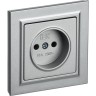 Розетка IEK BRITE РСР10-1-0-БрА 10А без заземляющего контакта и шторок, алюминий BR-R10-10-K47-F