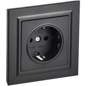 Розетка IEK BRITE РСР14-1-0-БрЧ 16А с заземлением и шторками, черная BR-R14-16-K02-F Розетка IEK BRITE РСР14-1-0-БрЧ 16А с заземлением и шторками, черная BR-R14-16-K02-F