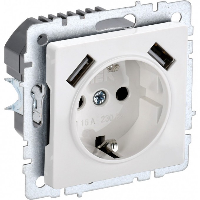 Розетка IEK BRITE РЮш10-1-БрБ 16А с USB A+A 2.1А BR-R14-16-U21-D21-K01 Розетка IEK BRITE РЮш10-1-БрБ 16А с USB A+A 2.1А BR-R14-16-U21-D21-K01