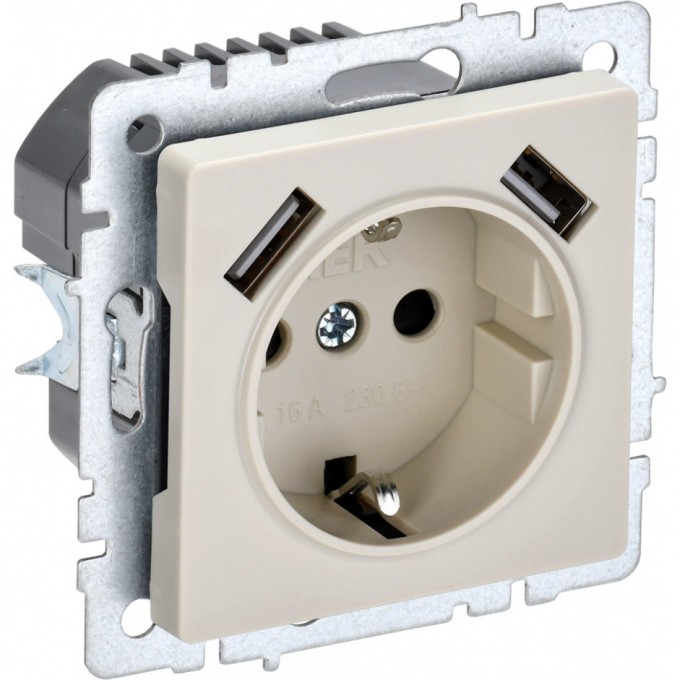 Розетка IEK BRITE РЮш10-1-БрКр 16А с USB A+A 2.1А BR-R14-16-U21-D21-K10 Розетка IEK BRITE РЮш10-1-БрКр 16А с USB A+A 2.1А BR-R14-16-U21-D21-K10