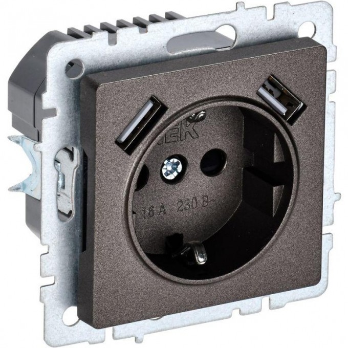 Розетка IEK BRITE РЮш10-1-БрТБ 16А с USB A+A 2.1А бронза BR-R14-16-U21-D21-K45 Розетка IEK BRITE РЮш10-1-БрТБ 16А с USB A+A 2.1А бронза BR-R14-16-U21-D21-K45