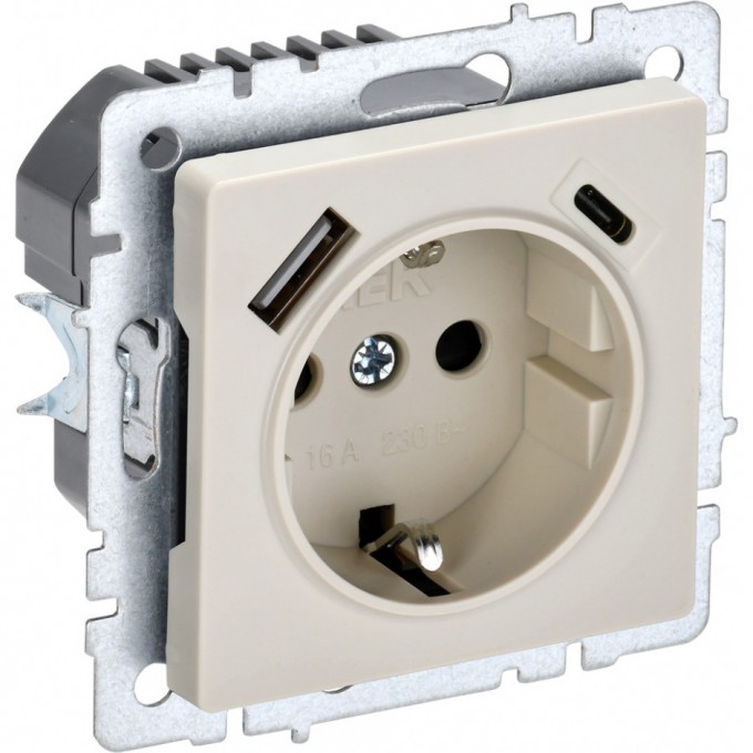 Розетка IEK BRITE РЮш11-1-БрКр 16А с USB A+C 18Вт BR-R14-16-U22-018-K10 Розетка IEK BRITE РЮш11-1-БрКр 16А с USB A+C 18Вт BR-R14-16-U22-018-K10
