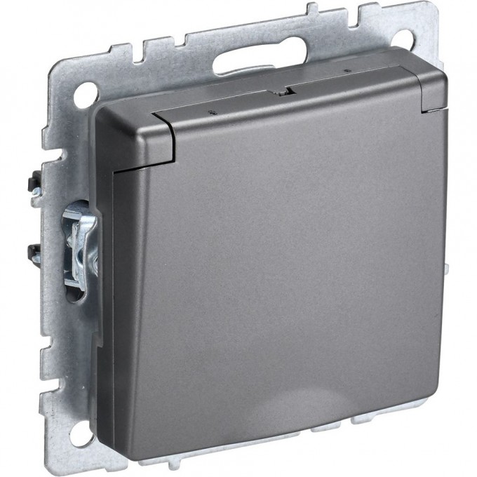 Розетка IEK BRITE с заземлением с защитными шторками и крышкой 16А IP44 РСбш10-3-44-БрС сталь BR-R16-16-44-K46 Розетка IEK BRITE с заземлением с защитными шторками и крышкой 16А IP44 РСбш10-3-44-БрС сталь BR-R16-16-44-K46