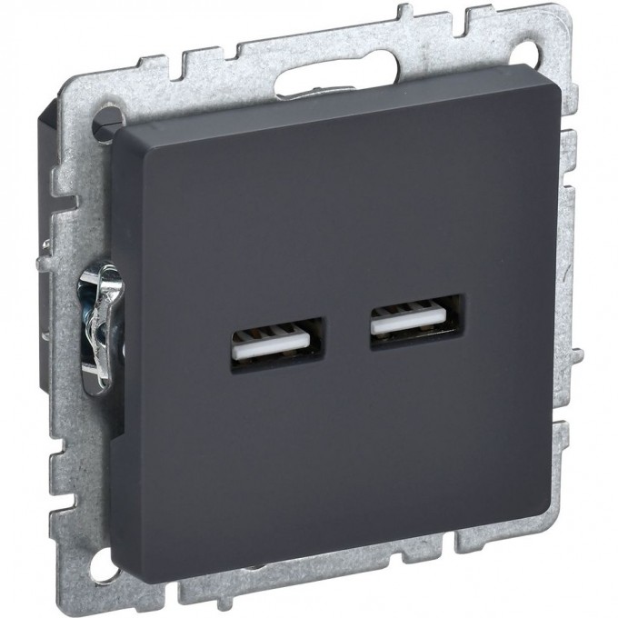 Розетка IEK BRITE USB A+A 3,1А РЮ10-1-БрГ графит BR-U21-D31-K53 Розетка IEK BRITE USB A+A 3,1А РЮ10-1-БрГ графит BR-U21-D31-K53