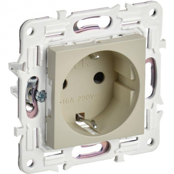 Розетка IEK SKANDY SK-R05B 16А с заземлением/без шторок, бежевый SK-R11-16-K10 Розетка IEK SKANDY SK-R05B 16А с заземлением/без шторок, бежевый SK-R11-16-K10