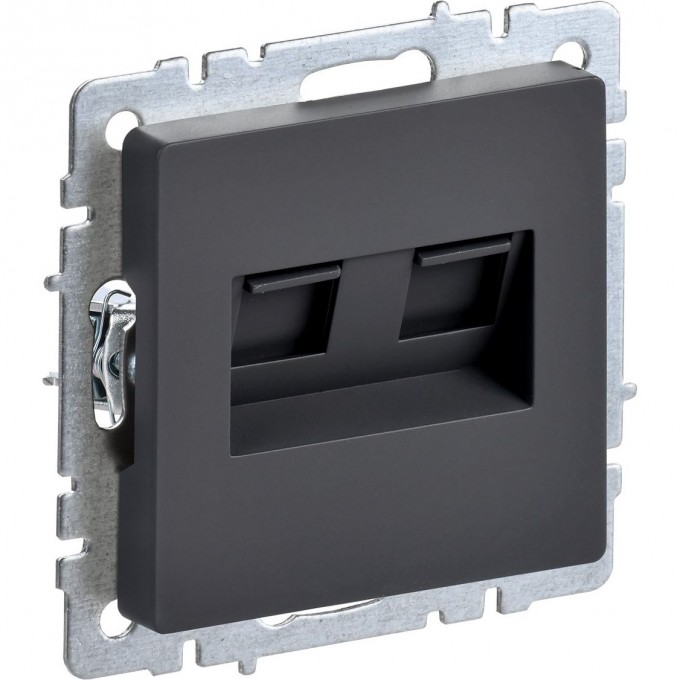 Розетка компьютерная двойная IEK BRITE RJ45 кат.5E РК10-2-БрГ графит BR-K20-1-K53 Розетка компьютерная двойная IEK BRITE RJ45 кат.5E РК10-2-БрГ графит BR-K20-1-K53