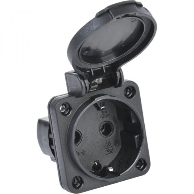 Розетка панельная IEK MAGNUM SCHUKO РП14-3 с крышкой IP54 черный - PSN71-016-3-2-54-K02 Розетка панельная IEK MAGNUM SCHUKO РП14-3 с крышкой IP54 черный - PSN71-016-3-2-54-K02