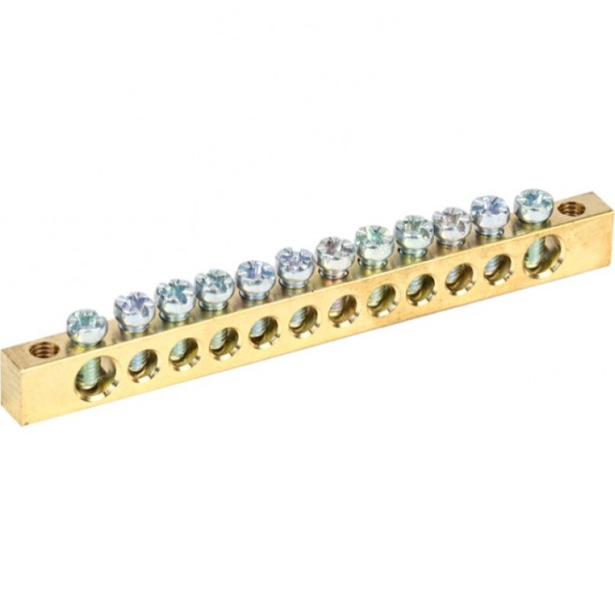 Шина IEK PEN "земля-ноль" 6х9мм 12/2 (12групп/крепеж по краям) - YNN11-12-100 Шина IEK PEN "земля-ноль" 6х9мм 12/2 (12групп/крепеж по краям) - YNN11-12-100