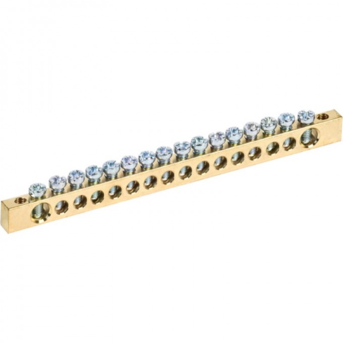 Шина PEN "земля-ноль" IEK 6х9мм 16/2 (16групп/крепеж по краям) - YNN11-16-100 Шина PEN "земля-ноль" IEK 6х9мм 16/2 (16групп/крепеж по краям) - YNN11-16-100