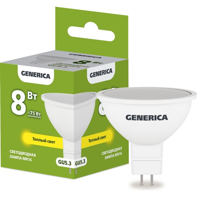 Светодиодная лампа IEK GENERICA MR16 софит 8Вт 230В 3000К GU5.3 LL-MR16-08-230-30-GU5-G Светодиодная лампа IEK GENERICA MR16 софит 8Вт 230В 3000К GU5.3 LL-MR16-08-230-30-GU5-G
