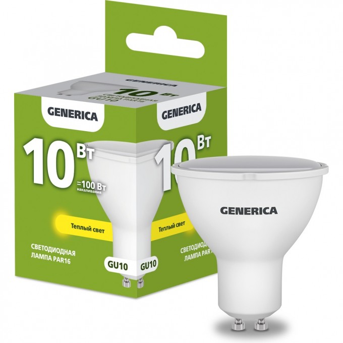 Светодиодная лампа IEK GENERICA PAR16 софит 10Вт 230В 3000К GU10 LL-PAR16-10-230-30-GU10-G Светодиодная лампа IEK GENERICA PAR16 софит 10Вт 230В 3000К GU10 LL-PAR16-10-230-30-GU10-G
